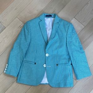 Euro boys teal white linen sports jacket blazer 6